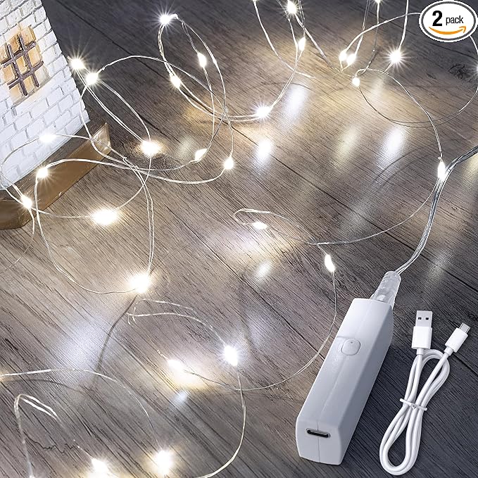 Lakumu 32FT Fairy Lights Battery Operated, Rechargeable String Lights by Lakumu