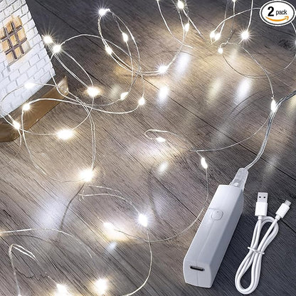 Lakumu 32FT Fairy Lights Battery Operated, Rechargeable String Lights by Lakumu