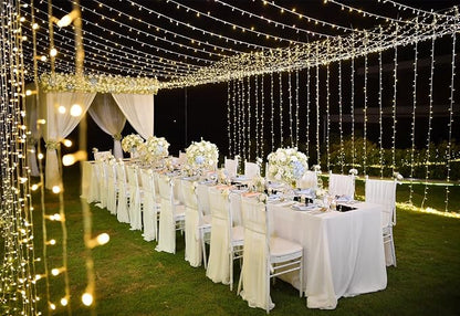Solhice LED Curtain Lights Outdoor 20ft x10ft, 600 LED Plug in Hanging String - Image 7