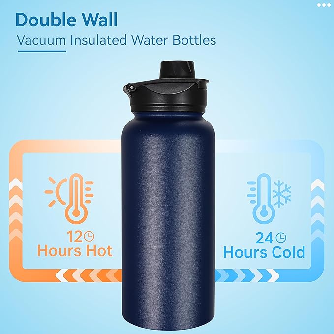 VEGOND 32 oz Insulated Water Bottle Stainless Steel Metal Water Bottles - Image 3