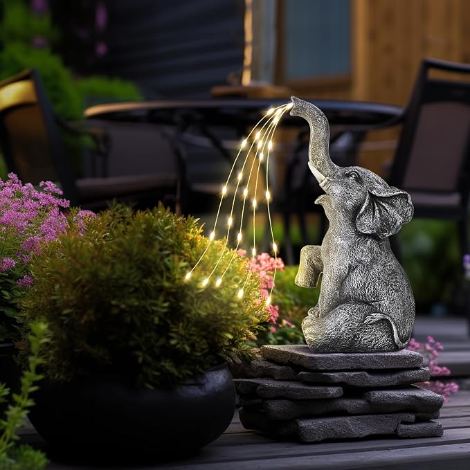 GIGALUMI Solar Garden Decor Watering Elephant Statues Outdoor, Birthday Gifts - Image 7