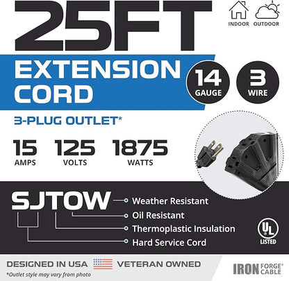 Iron Forge Cable 14 Gauge Outdoor Extension Cord 25 Ft - Image 2