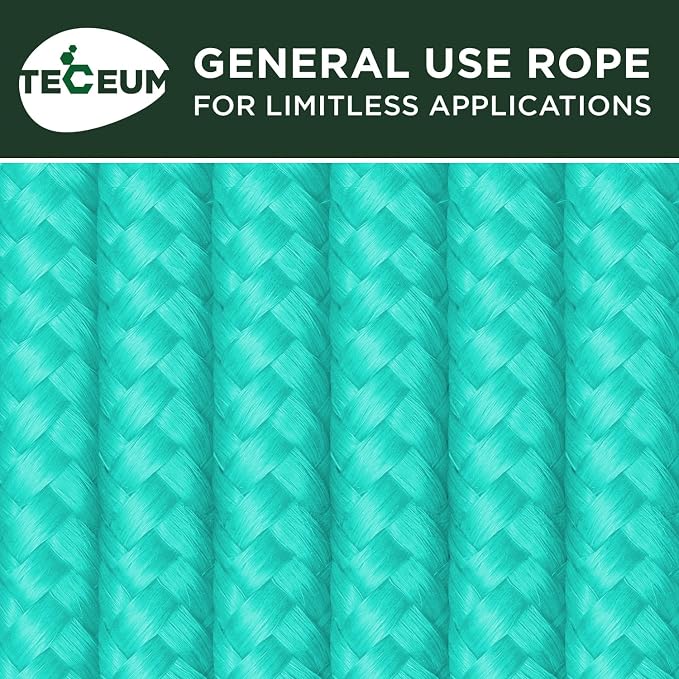 TECEUM Rope – 150 Feet x 1/4 Inch – Green Wave – Strong All-Purpose Utility - Image 9
