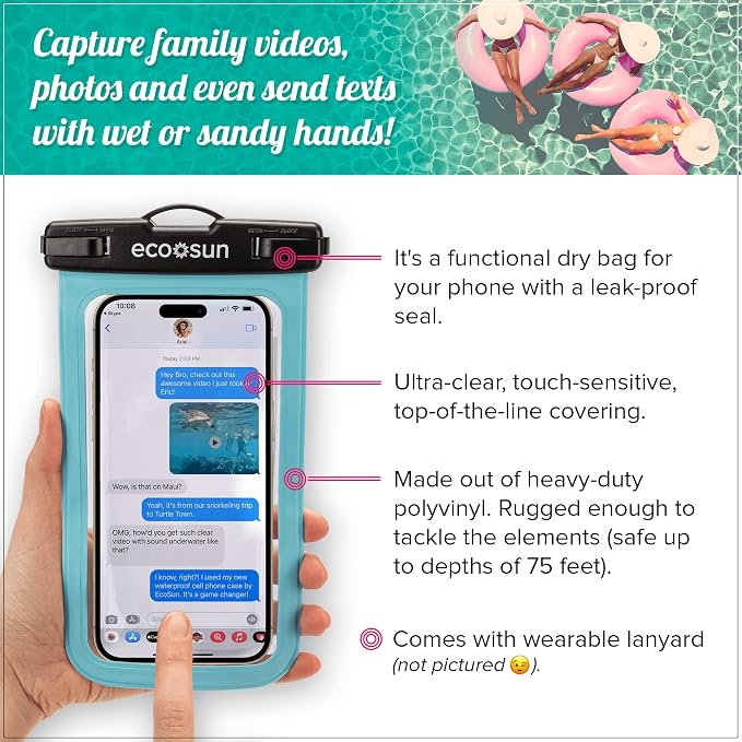 Eco Sun Waterproof Phone Pouch & Floating Wrist Strap Bundle – Waterproof Phone - Image 3