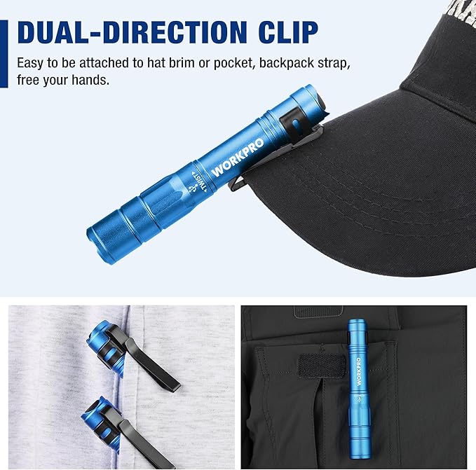 WORKPRO Rechargeable Pen Light, Mini Flashlight, 2 Pack Ultra-Compact EDC - Image 5