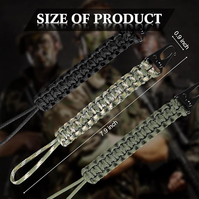 Shappy 3 Pcs Paracord Keychain Weave 550 Paracord 9 Inch Tactical Lanyard - Image 2