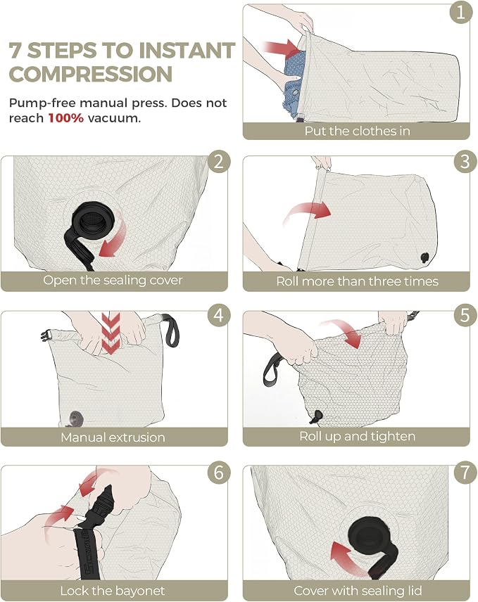 Travel Laundry Bag, Pump-free Vacuum Compression Dirty Clothes Bag, Medium - Image 5