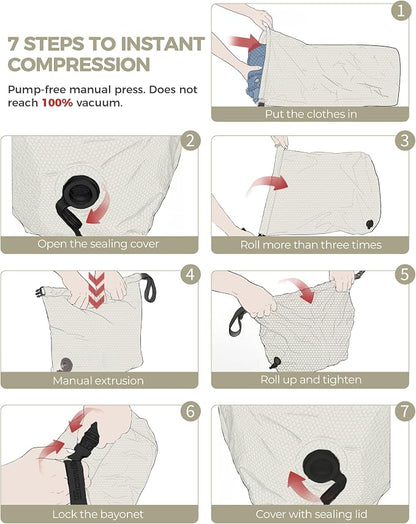 Travel Laundry Bag, Pump-free Vacuum Compression Dirty Clothes Bag, Medium - Image 5