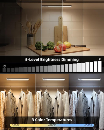 EZVALO 10inch Under Cabinet Lighting, 2500mAh Rechargeable Motion Sensor Lights - Image 4