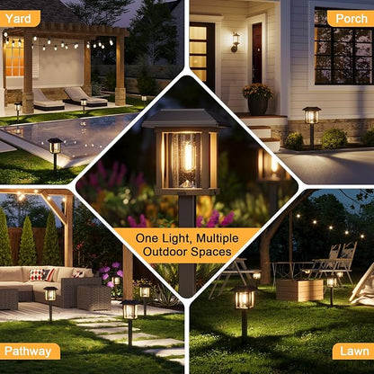XMCOSY+ 4-Pack Solar Pathway Lights Outdoor, 25 Lumens Vintage Edison LED - Image 9