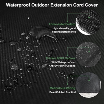 3Pack Outdoor Extension Cord Safety Cover, 10x5 Inch, 600D Canvas Material - Image 3