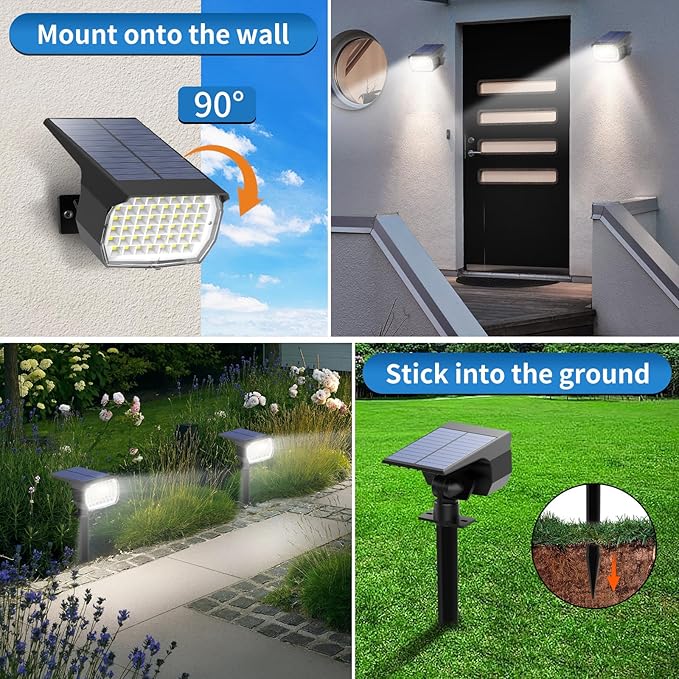 Tadyreal Solar Spot Lights Outdoor 6 Pack, Solar Landscape Spotlights Waterproof - Image 5