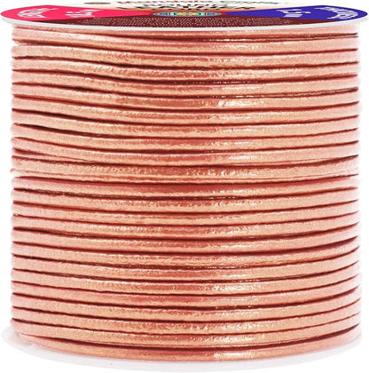 Mandala Crafts Round Genuine Rose Gold Leather Cord - Image 2