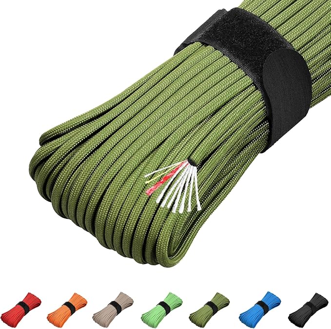 Survival Paracord 550 Fire Paracord Survivor Cord Nlyon Rope 10 Strands US by KOKKOYA