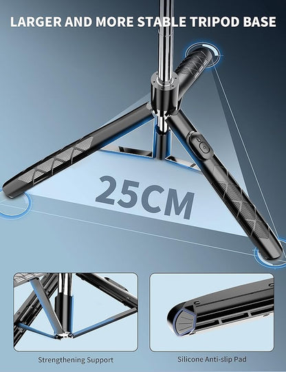 71" Phone Tripod & Selfie Stick, All in One Extendable Cell Phone Tripod - Image 3