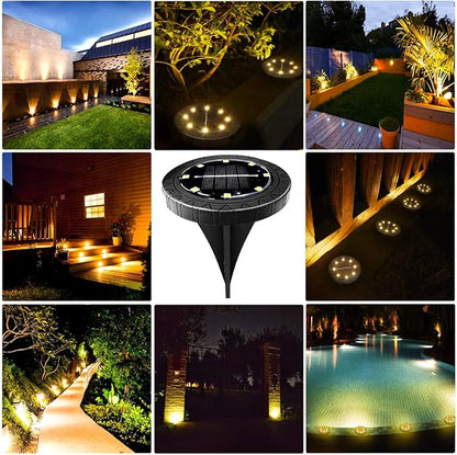 Solar Powered 8 Pack Outdoor LED Disk Lights - Image 8