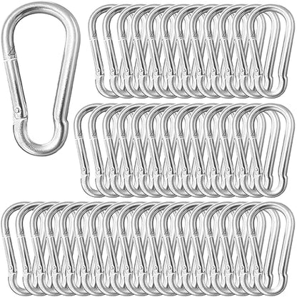 50 Pack Sliver Carabiner Clips, 2.36 Inch Heavy Duty Spring Snap Hooks by SEUNGCH