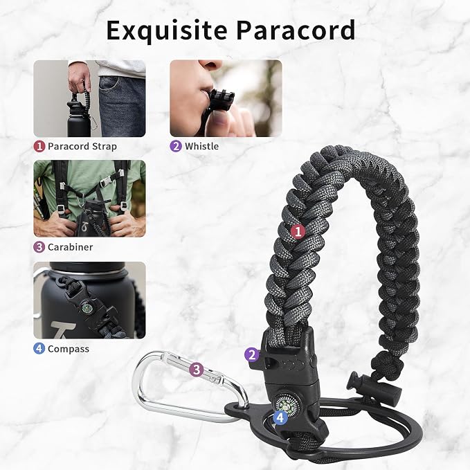 Trebo 40oz Water Bottle with 3 Lid and handle, Vacuum Insulated Stainless Steel - Image 5