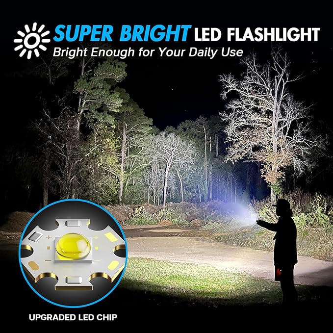 WdtPro LED Flashlight High Lumens SR2000 Pro, 2 Pack Brighter Tactical - Image 2