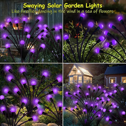 Kohlrabi Solar Garden Lights Outdoor, 6 Pack 48 LED Solar Purple Firefly Lights - Image 4