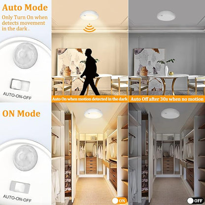 2-Pack Battery Operated Motion Sensor LED Ceiling Lights Indoor, Wireless Flush - Image 2