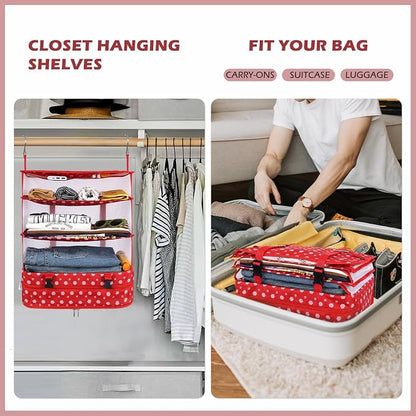 Surblue Hanging Closet Storage Bag Collapsible 3-Shelf Washable Oxford Fabric - Image 2