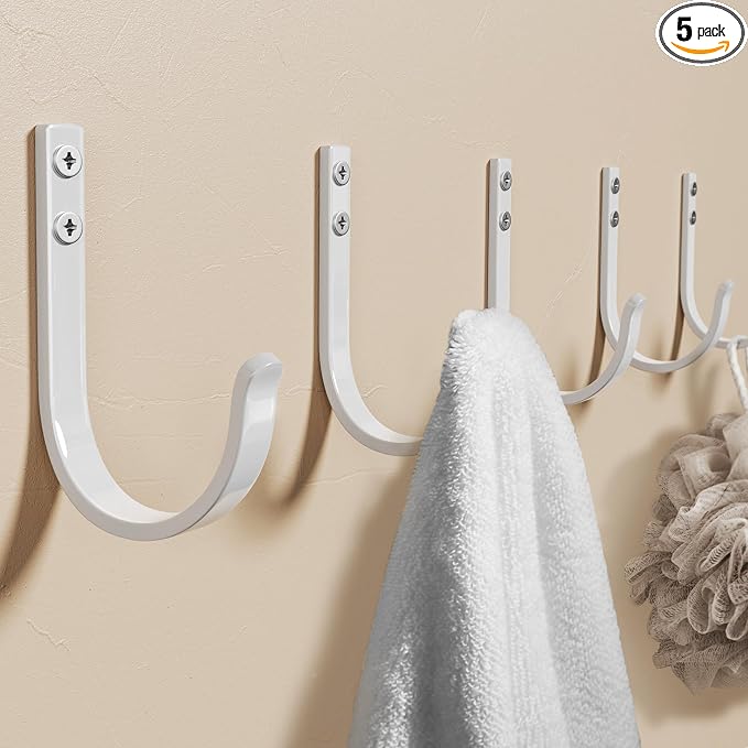 Wall Hooks for Hanging Towel/Coat - 22LB Screw in Metal Hanger Wall Mount by Josmimic