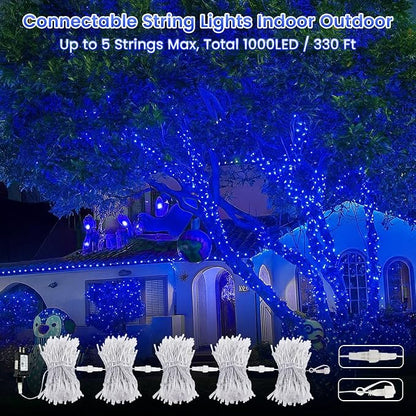 Upgraded Connectable 200 LED String Lights Indoor Outdoor, 66FT Blue Christmas - Image 2