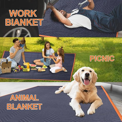 2 Moving Blankets 72x80in with 1 Elastic Rubber Band – Durable Quilted Moving - Image 5