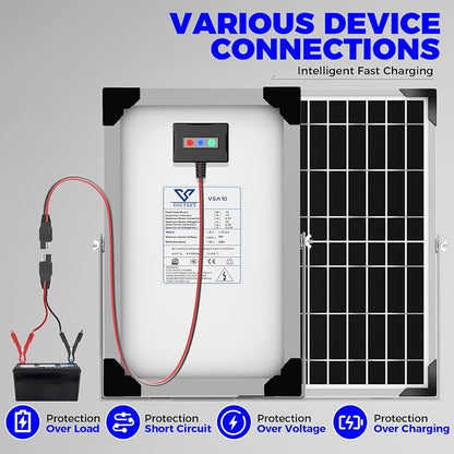 Voltset Solar Battery Trickle Charger: 10 Watt 12V Solar Panel Maintainer - Image 8