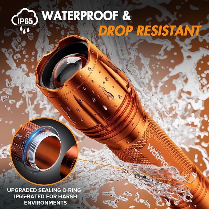 WdtPro LED Flashlight High Lumens SR2000 Pro, 2 Pack Brighter Tactical - Image 5