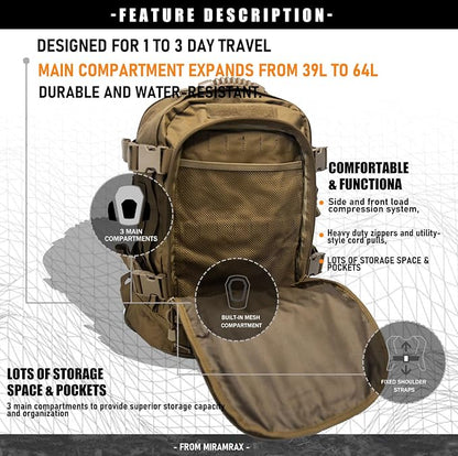 Miramrax Tactical Backpack Military Army Daypack - Image 6