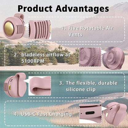 Portable Clip-On Fan, Mini USB Rechargeable 360° Rotatable Fan, 3-Speed Silent - Image 4