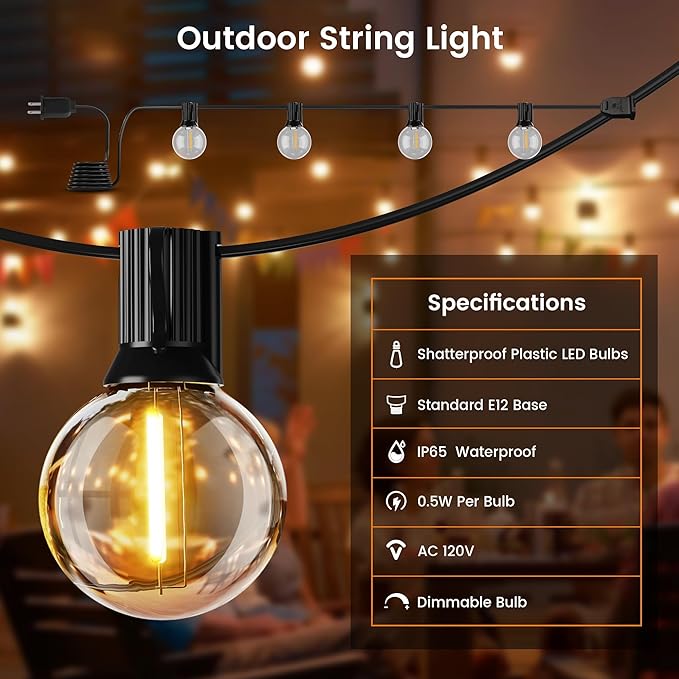 OHLUX Outdoor String Lights, 27FT LED Patio Lights - Image 5