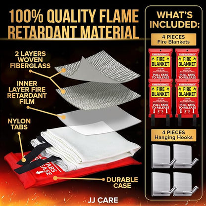 JJ CARE Fire Blanket – 40"x40" 4 Packs - Image 2