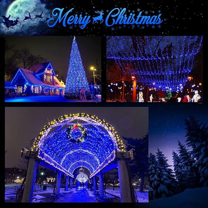 JMEXSUSS 600 LED Blue Solar Christmas Lights, 206.7ft Blue Christmas Lights - Image 7