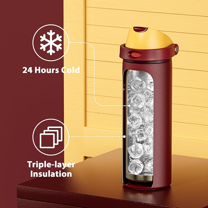 24 oz Insulated Water Bottle for Women: Meoky Stainless Steel Water Bottle - Image 4