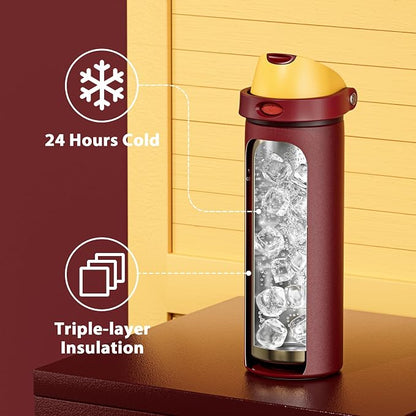 24 oz Insulated Water Bottle for Women: Meoky Stainless Steel Water Bottle - Image 4