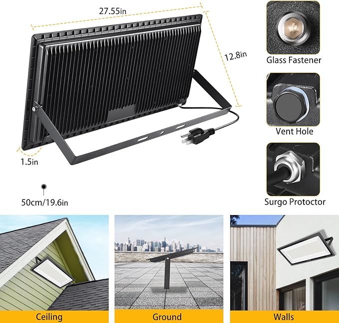 YANYCN 2 Pack 800W LED Flood Light Outdoor, 3750W Equivalent Super Bright - Image 6