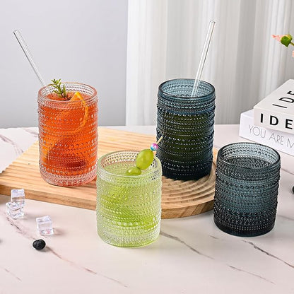 ZMOWIPDL Vintage Glassware Drinking Glasses Set of 12, Embossed Water Tumbler - Image 5