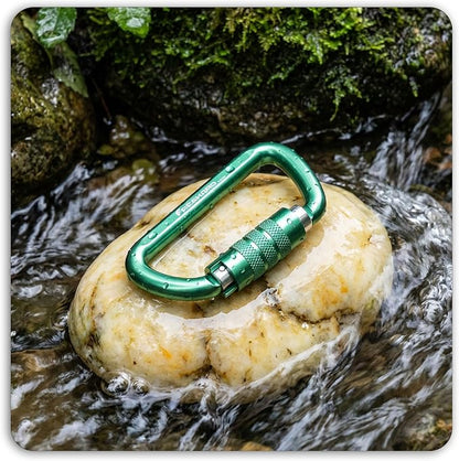 FresKaro 3inch 12kN-2698lbs Auto Locking Carabiner Clips, Solid D Shape - Image 7