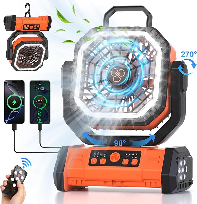 Honesorn Portable Rechargeable Fan 20000mAh, Camping Fan - Image 2