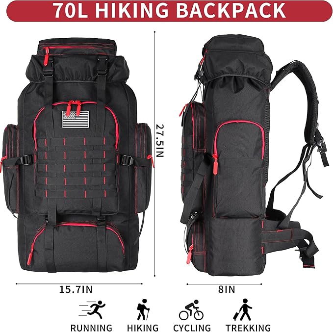 Hiking Backpack for Men 70L/100L Camping Backpack Military Rucksack Molle 3 - Image 2