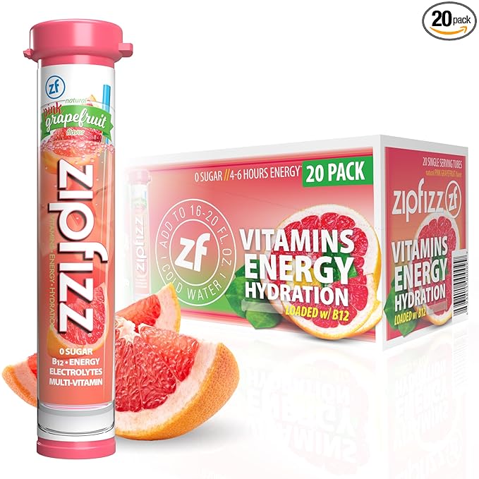 Zipfizz Daily Energy Drink Powder, 20 Pack | 3-in-1 Sustained Energy, Rapid by Zipfizz