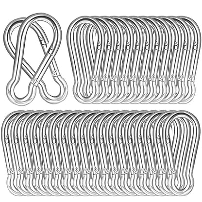 100 PCS 3'' Spring Snap Hook Carabiner, M8 5/16 Inch Galvanized Silver Steel by HANDRERLEE