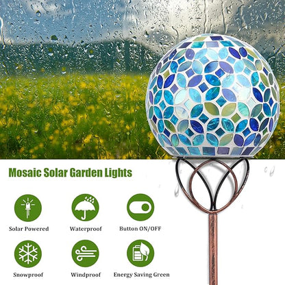 VCUTEKA Solar Outdoor Lights Garden Decor Mosaic Solar Garden Lights Waterproof - Image 2