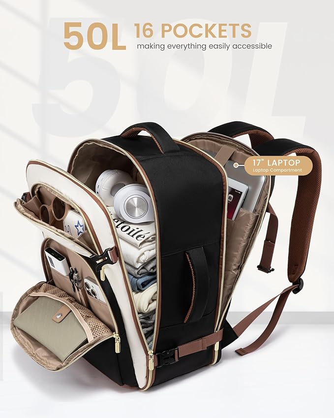 LOVEVOOK Travel Backpack for Women, 50L Airline Approved Carry On Backpack - Image 3