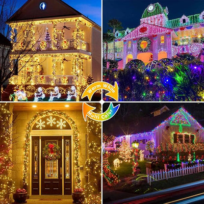 Warm White to Multicolor Color Changing 200 LED 66FT Connectable Christmas - Image 5