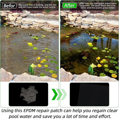4 Pcs 8 x 8 Inches Pond Liner Repair Patch Kit EPDM Butyl Rubber Liner Patch - Image 6
