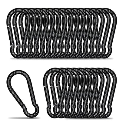 Small Carabiner Clip Hook, 2.75 inch 25 pcs Black Heavy Duty Spring Snap Hook by KINLINK